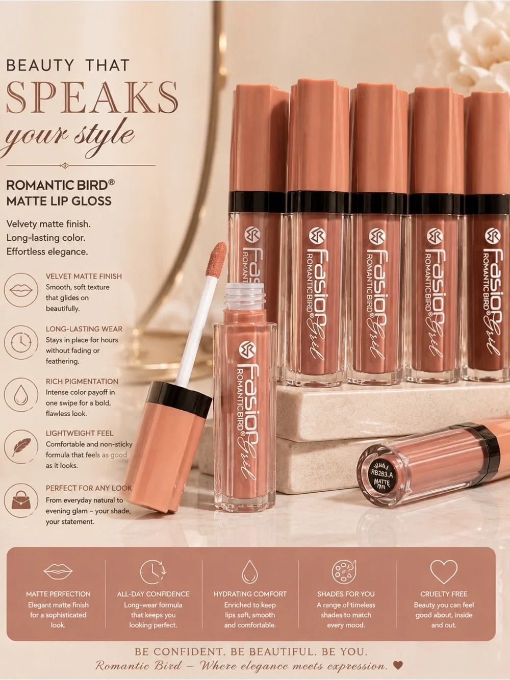Matte Lip Gloss - Nude Pink